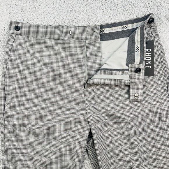 Rhone Commuter Pro Trouser Men's 33x32 Griffin Grey Plaid Flex-Knit Slim NWT - Picture 2 of 12
